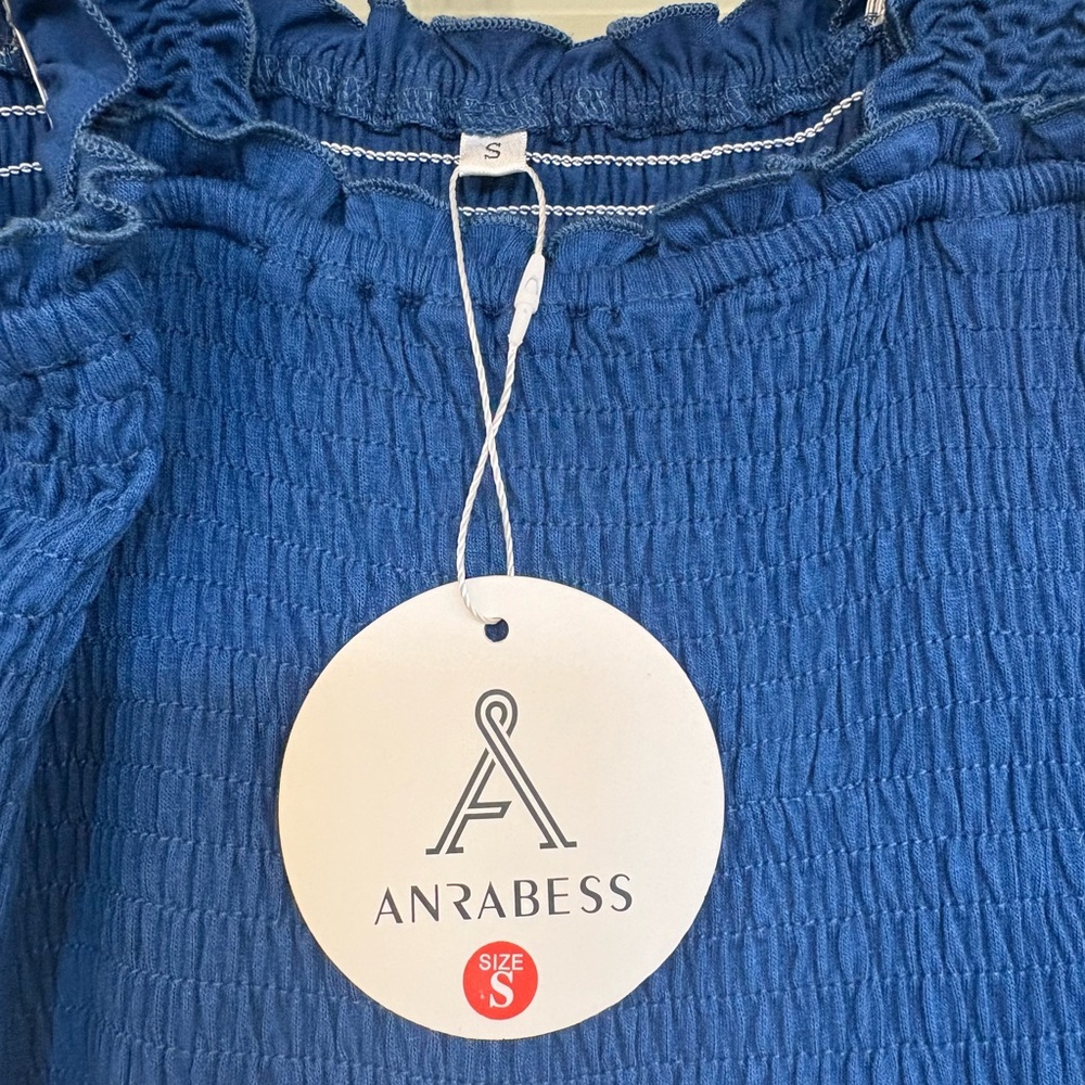 Anrabess Smocked Blue Ruffle Maxi Dress NWT - Picture 3 of 3